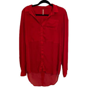 Free People Red Sheer Blouse